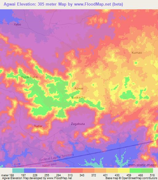 Agwai,Nigeria Elevation Map