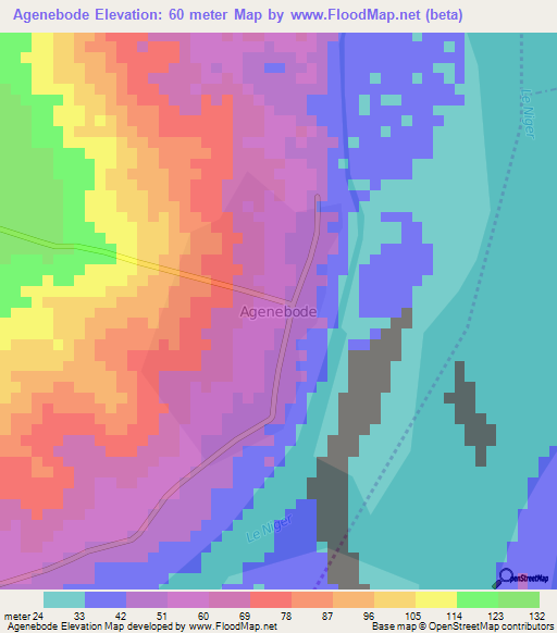 Agenebode,Nigeria Elevation Map