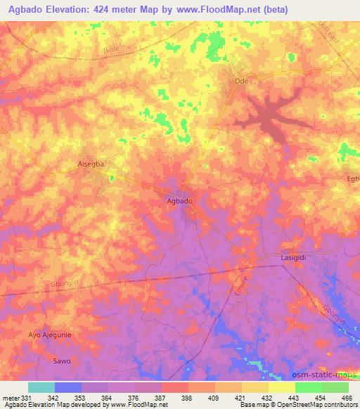 Agbado,Nigeria Elevation Map