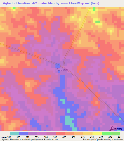 Agbado,Nigeria Elevation Map