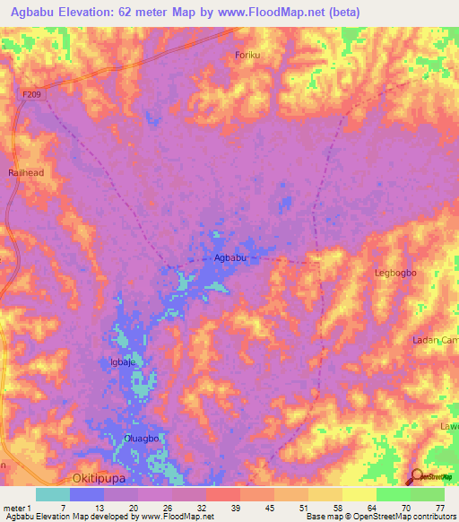 Agbabu,Nigeria Elevation Map