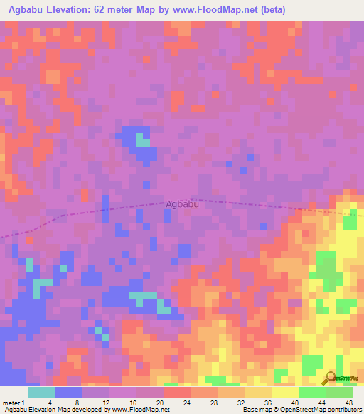 Agbabu,Nigeria Elevation Map