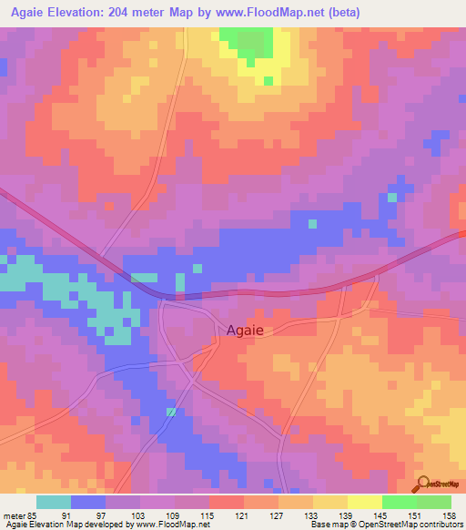 Agaie,Nigeria Elevation Map