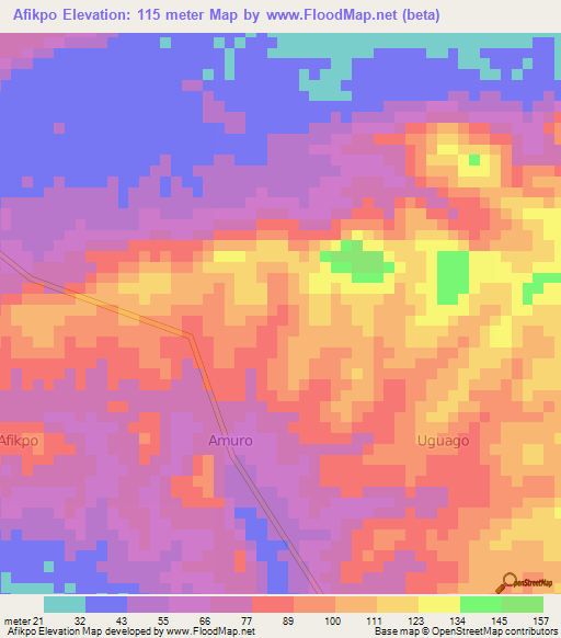 Afikpo,Nigeria Elevation Map