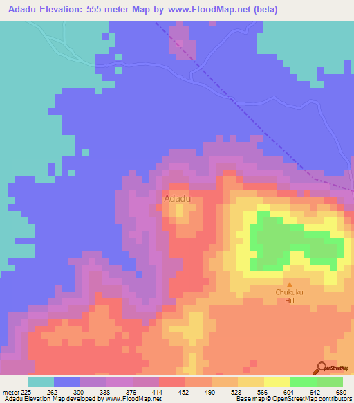 Adadu,Nigeria Elevation Map