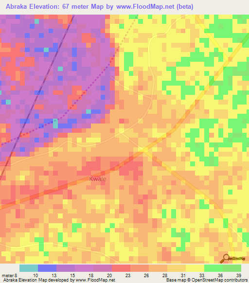 Abraka,Nigeria Elevation Map