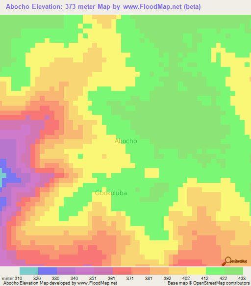 Abocho,Nigeria Elevation Map