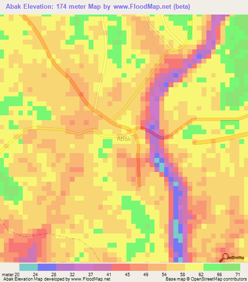 Abak,Nigeria Elevation Map