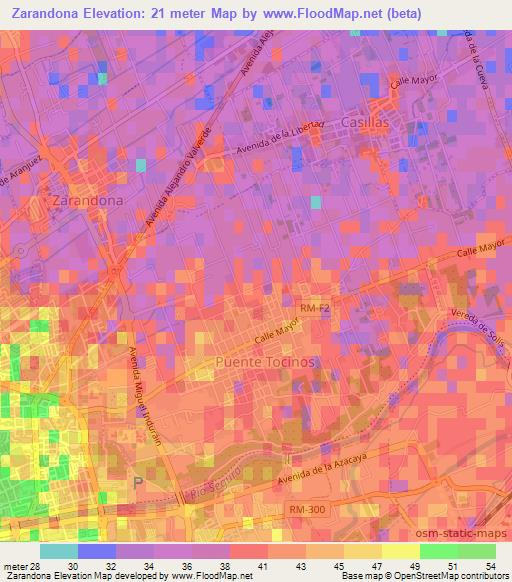 Zarandona,Spain Elevation Map