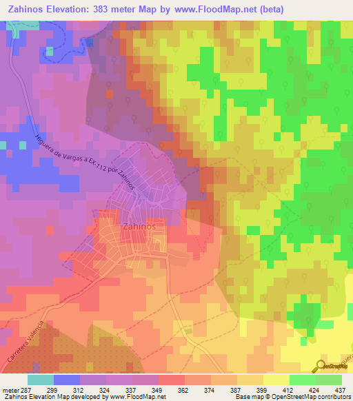 Zahinos,Spain Elevation Map