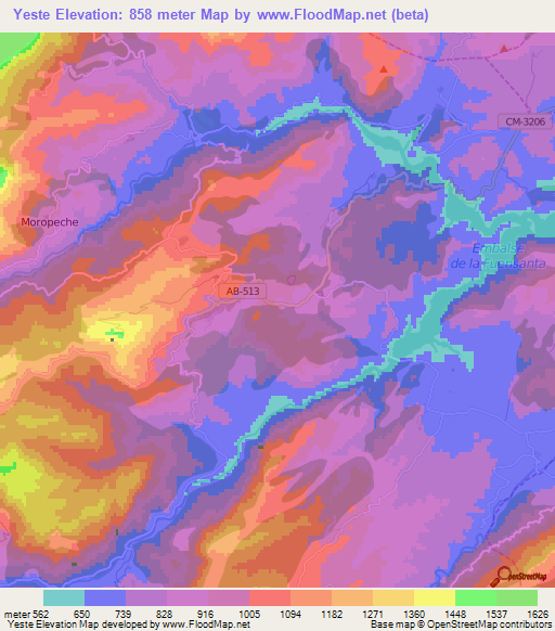 Yeste,Spain Elevation Map