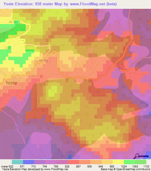 Yeste,Spain Elevation Map