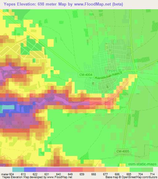 Yepes,Spain Elevation Map