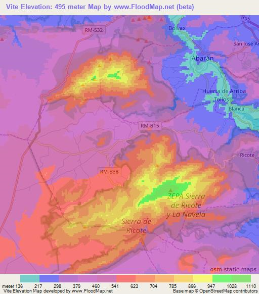 Vite,Spain Elevation Map