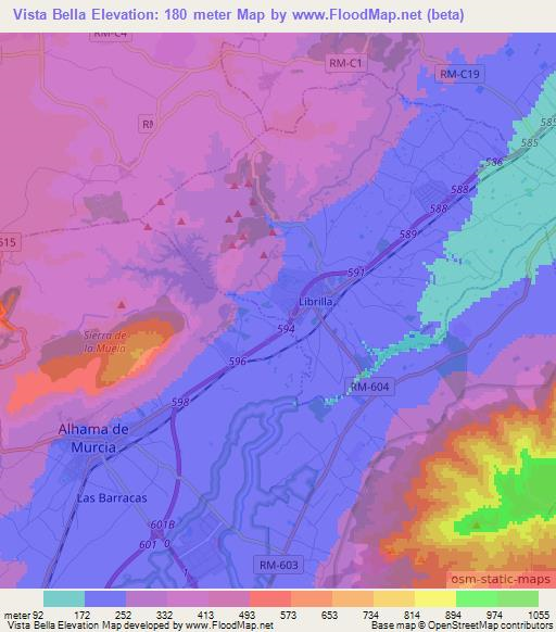 Vista Bella,Spain Elevation Map