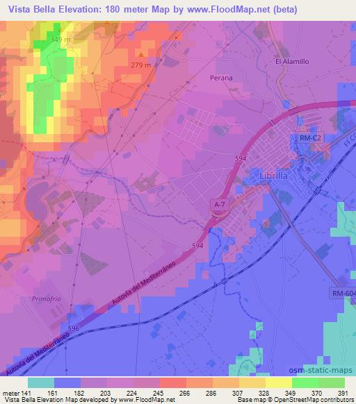 Vista Bella,Spain Elevation Map