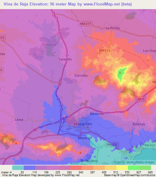 Vina de Raja,Spain Elevation Map