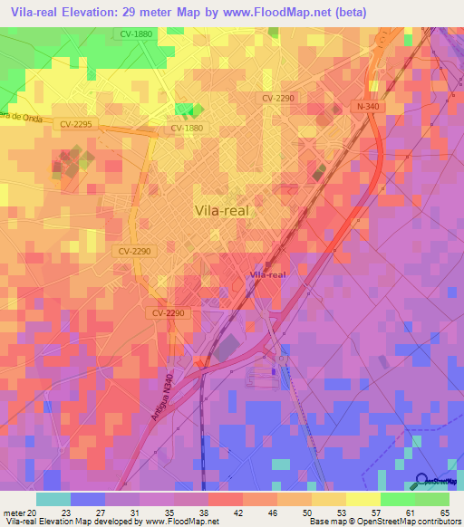 Vila-real,Spain Elevation Map