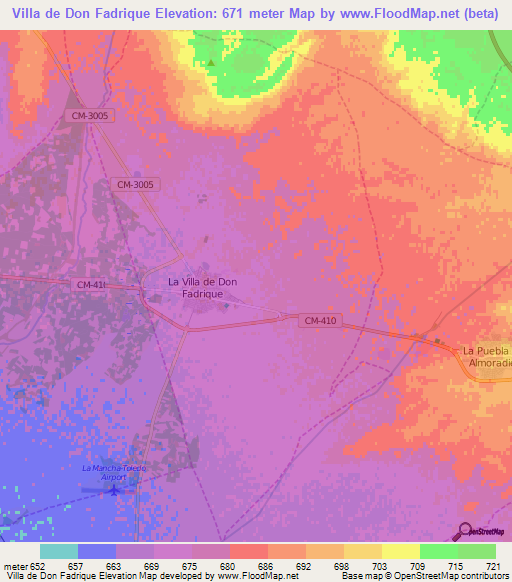 Villa de Don Fadrique,Spain Elevation Map