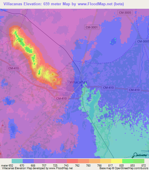 Villacanas,Spain Elevation Map