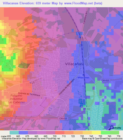 Villacanas,Spain Elevation Map