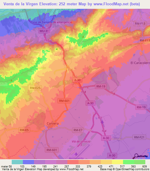 Venta de la Virgen,Spain Elevation Map