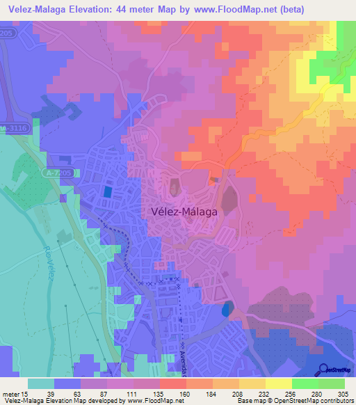 Velez-Malaga,Spain Elevation Map