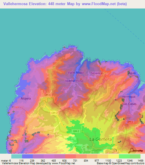 Vallehermosa,Spain Elevation Map