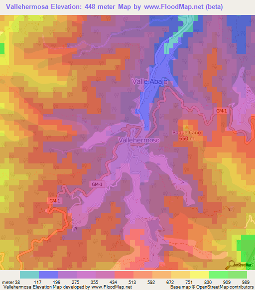 Vallehermosa,Spain Elevation Map