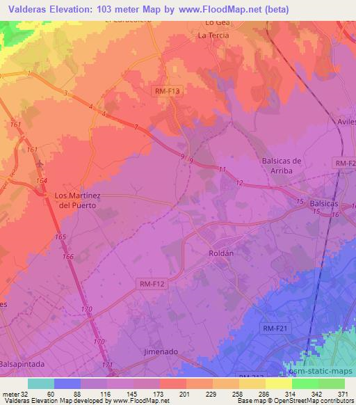 Valderas,Spain Elevation Map