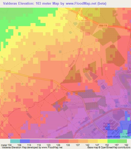 Valderas,Spain Elevation Map