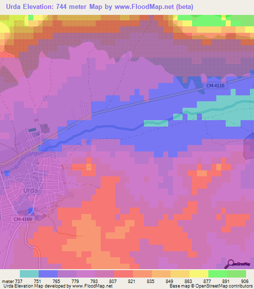 Urda,Spain Elevation Map