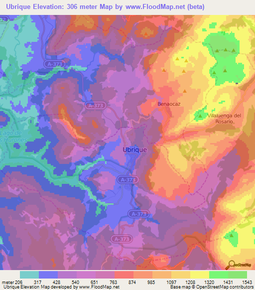 Ubrique,Spain Elevation Map