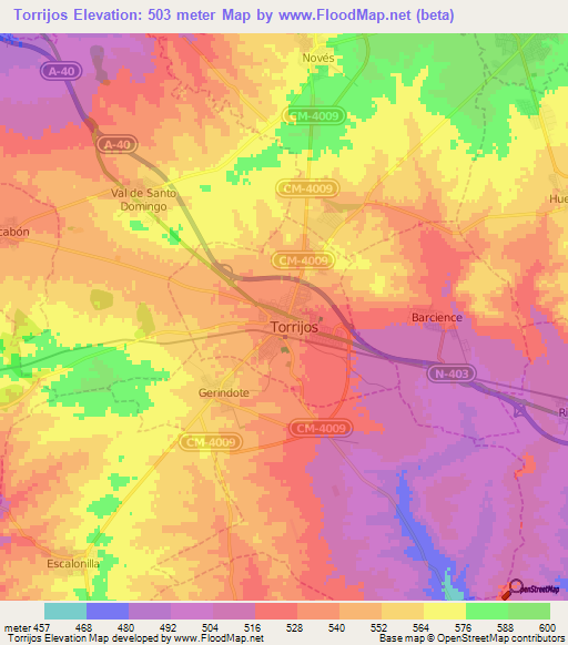 Torrijos,Spain Elevation Map