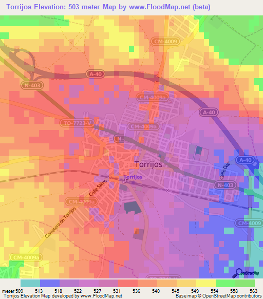 Torrijos,Spain Elevation Map