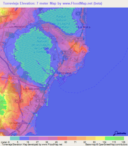 Torrevieja,Spain Elevation Map