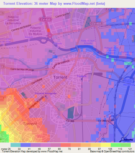 Torrent,Spain Elevation Map