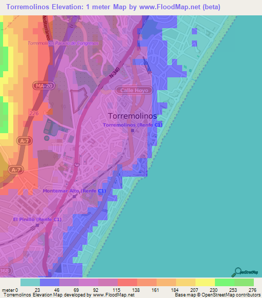 Torremolinos,Spain Elevation Map