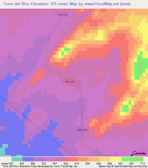 Torre del Rico,Spain Elevation Map