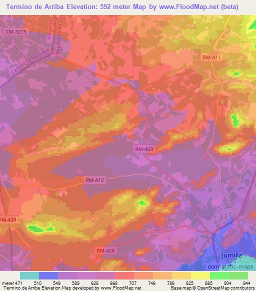 Termino de Arriba,Spain Elevation Map