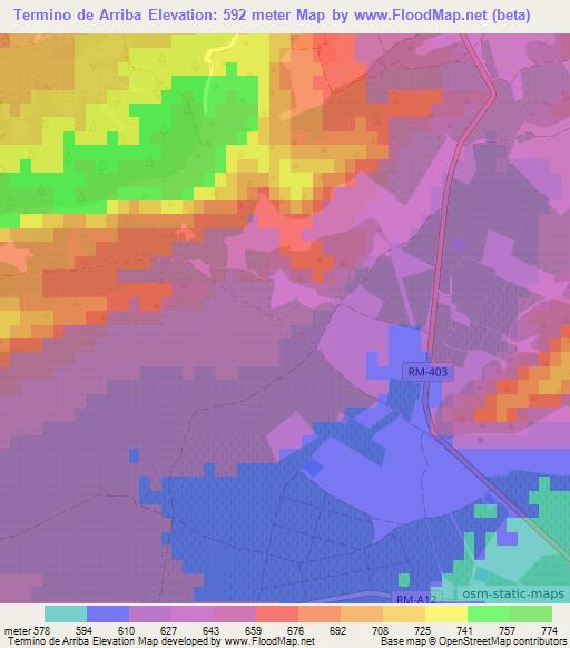 Termino de Arriba,Spain Elevation Map