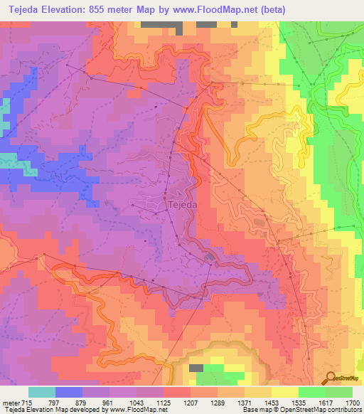 Tejeda,Spain Elevation Map