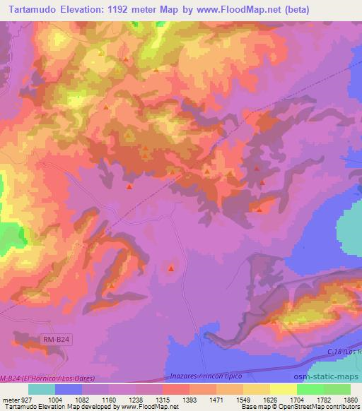 Tartamudo,Spain Elevation Map