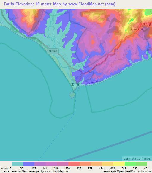 Tarifa,Spain Elevation Map