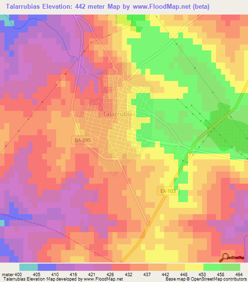 Talarrubias,Spain Elevation Map