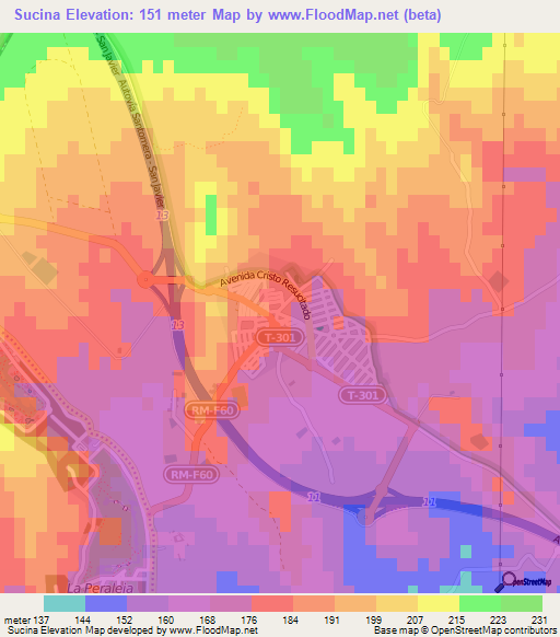 Sucina,Spain Elevation Map