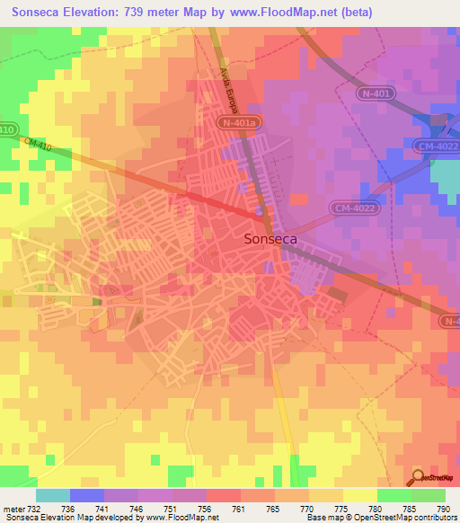 Sonseca,Spain Elevation Map