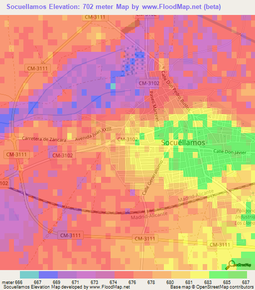 Socuellamos,Spain Elevation Map