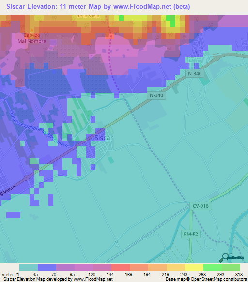 Siscar,Spain Elevation Map