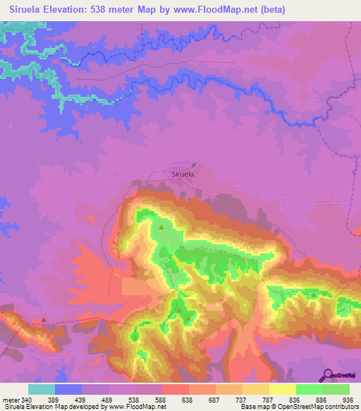 Siruela,Spain Elevation Map